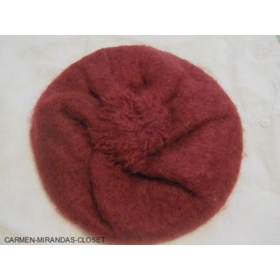 NEW DONEGAL MOHAIR WOOL TAM HAT BERET REPUBLIC or IRELAND UK WINE RED HAND WOVEN  eb-15102500